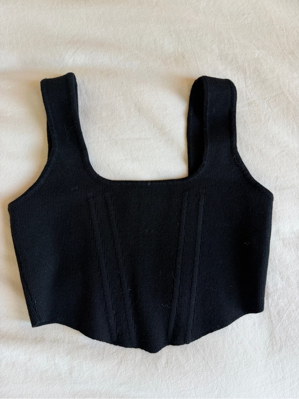 Fashion Nova Black Square-Neck Ribbed Tank/corset